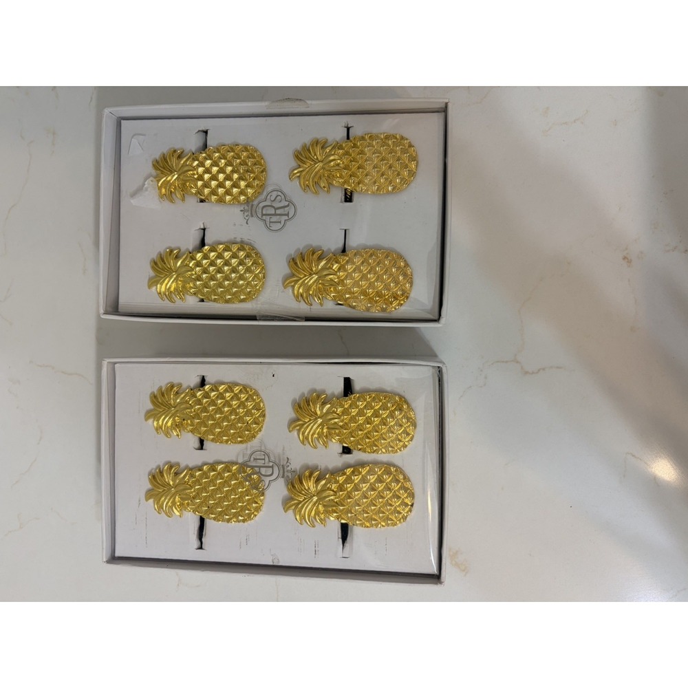 SET OF 4 PINEAPPLE NAPKIN RINGS BY TRS-BRAND NEW IN BOX